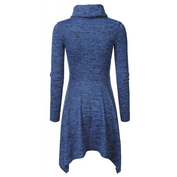 Womens Cowl Neck Long Sleeve Flowy Sweater Dress - Awoswl0171_royalblue ...