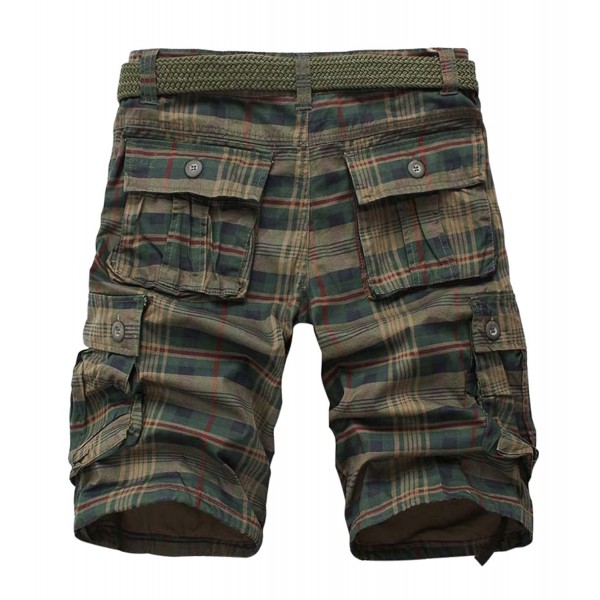Men's Summer Loose Fit Multi Pockets Plaid Cargo Shorts Walk Shorts ...
