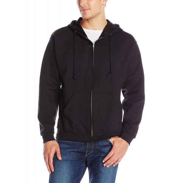 Men's Adult Full-Zip Hooded Sweatshirt - Black - CT11TWDFJBN