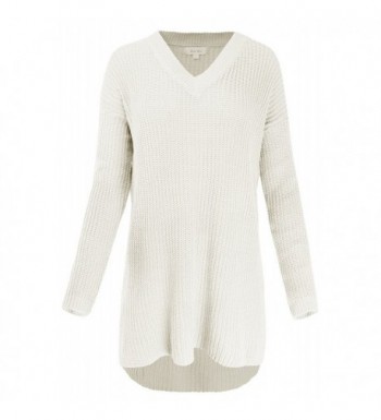 Sleeve V Neck Hi Lo Knitted Sweater