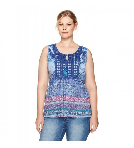 OneWorld Sleeveless Printed Crochet Applique