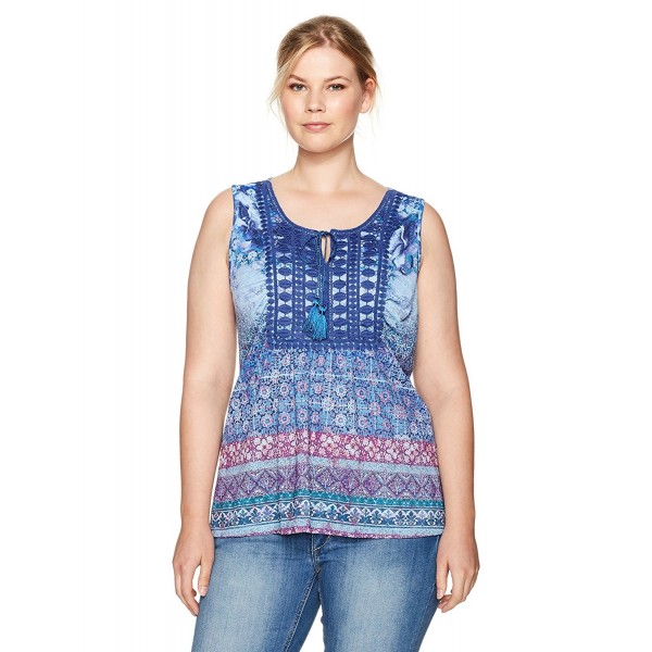 OneWorld Sleeveless Printed Crochet Applique