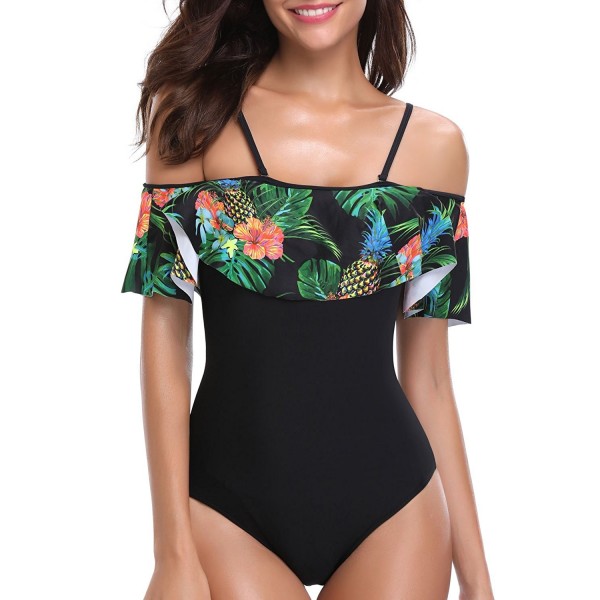 Shoulder Vintage Pineapple Monokini Swimsuits