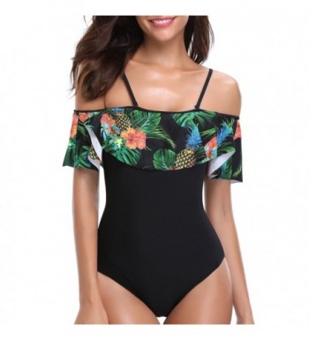 Shoulder Vintage Pineapple Monokini Swimsuits