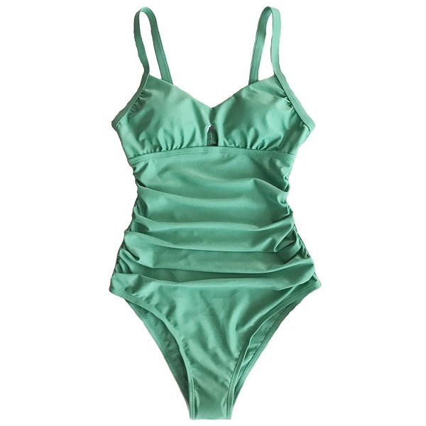 Fashion Women's Green Grass Solid One-Piece Swimsuit Beach Swimwear ...