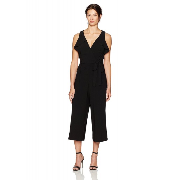 Women's Solid Belted Jumpsuit - Black - CG12NV0SQMO