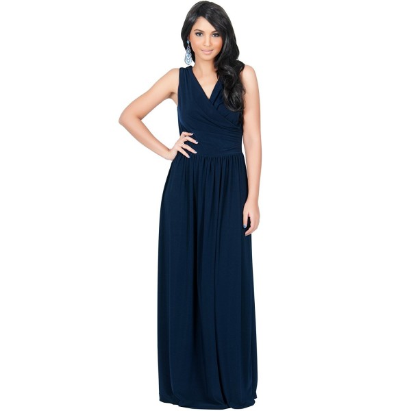 Womens Long Wrap Designer Sleeveless Evening Party Prom Gown Maxi Dress ...