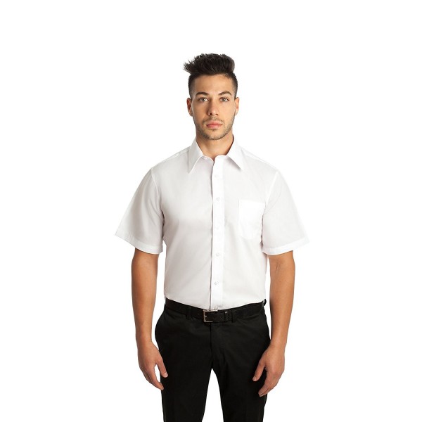 White Broadcloth Short Sleeve Dress Shirt For Men Dress Shirts ...