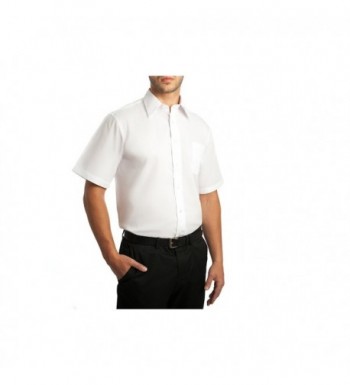 White Broadcloth Short Sleeve Dress Shirt For Men Dress Shirts ...