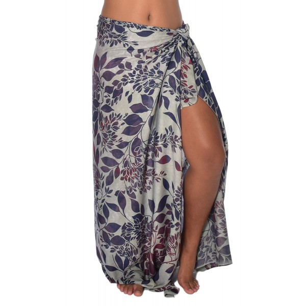 Tropical Blossom Sarong Pareo BeachWrap Swimsuit Coverup - Grey/Blue ...