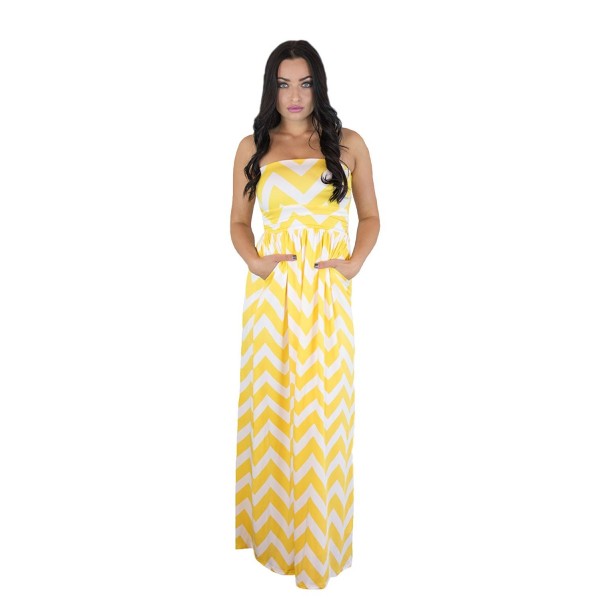 Womens Sleeveless Chevron Empire Yellow