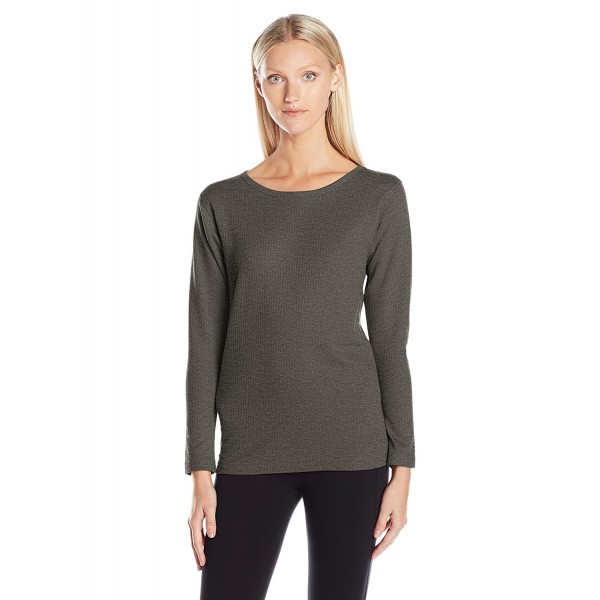 Women's Mid Weight Wicking Thermal Shirt - Granite Heather - C012LOPX7GP