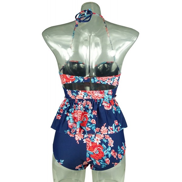 Women's Retro Antigua Floral Peplum Push Up High Waist Bikini Set Chic ...