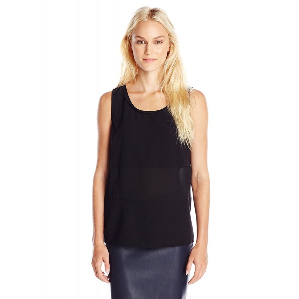 Women's alary CDC and Chiffon Tank - Black - CR11VBJAPEL