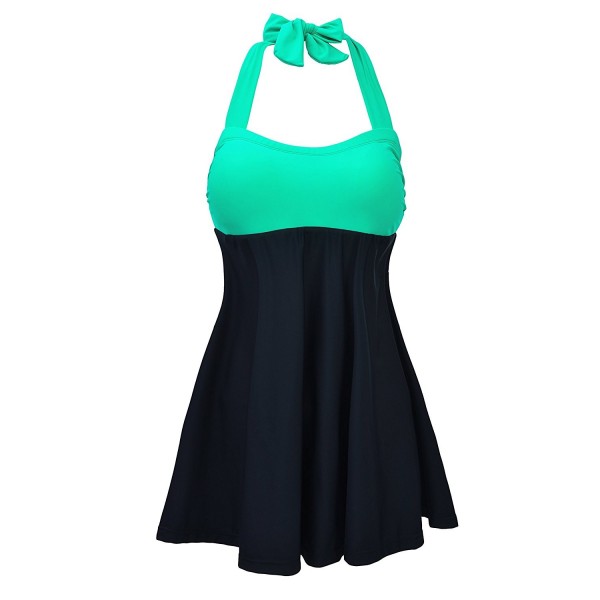 Swimdress Vintage Swimsuit Skirted Bathing - Green Swimdress - CN189T6G2C5