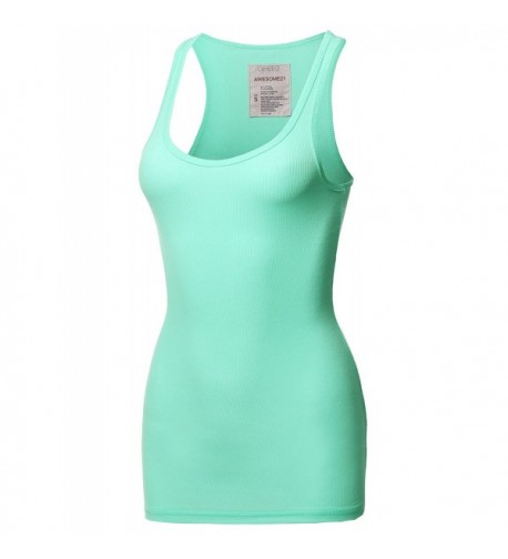 Solid Basic Racer Back Ribbed Aquamarine