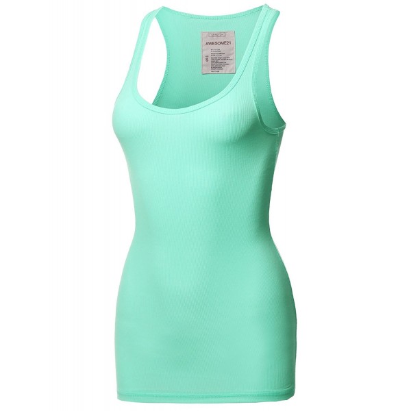 Solid Basic Racer Back Ribbed Aquamarine