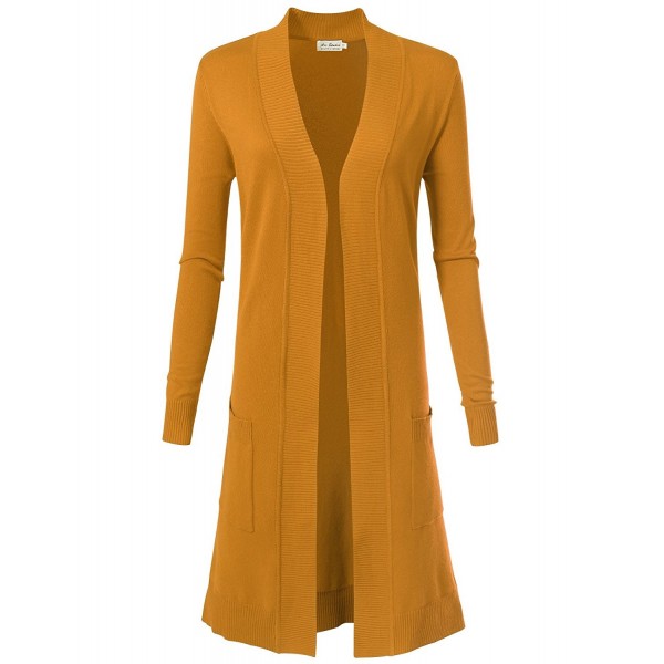 Womens Stretch Longline Cardigan Mustard