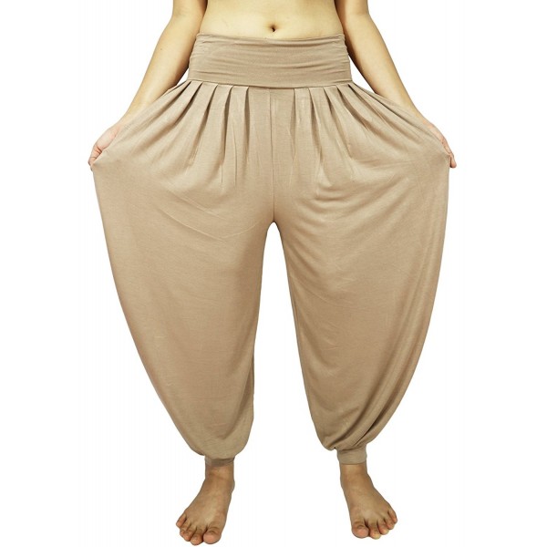 Women's Drape Harem Aladdin Loose Elastic Waist Pants - Js Khaki ...