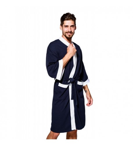 Jearey Bathrobe Lightweight Sleepwear Navy White