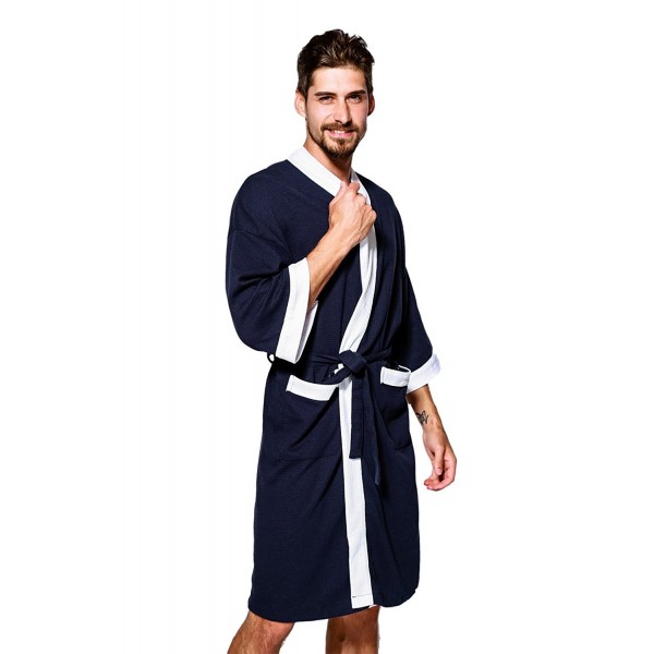 Jearey Bathrobe Lightweight Sleepwear Navy White