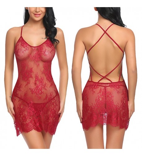 ADOME Chemises Backless Spaghetti Lingerie