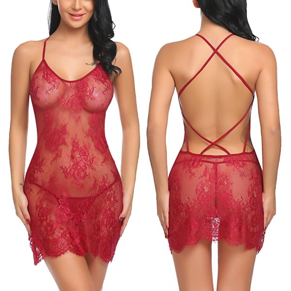 ADOME Chemises Backless Spaghetti Lingerie