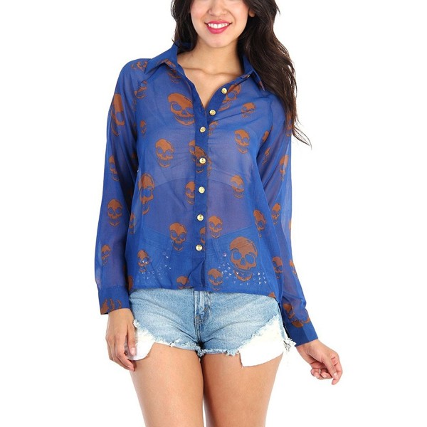 Love Melrose Womens Chiffon Button