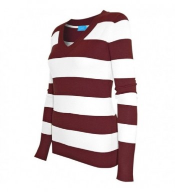 Striped Stretch Pullover Sweater Burgundy