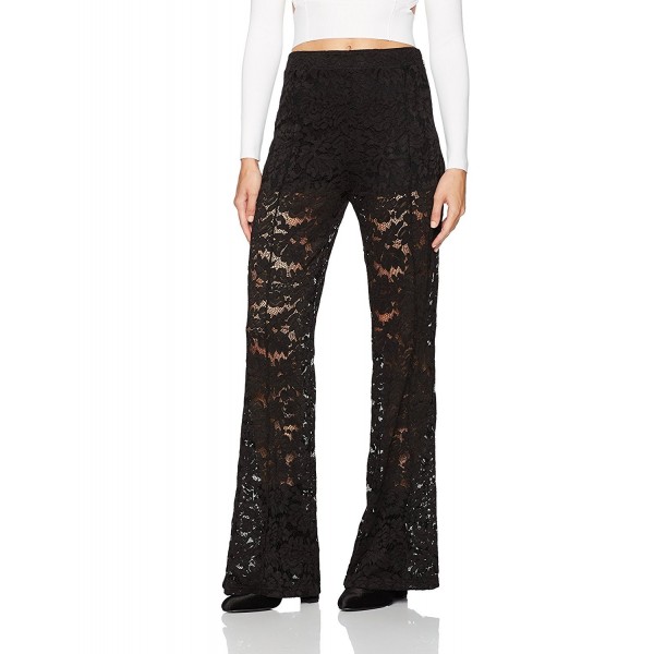 Women's Allover Lace Seamed Wide Leg High-Waisted Palazzo Pant - Black ...