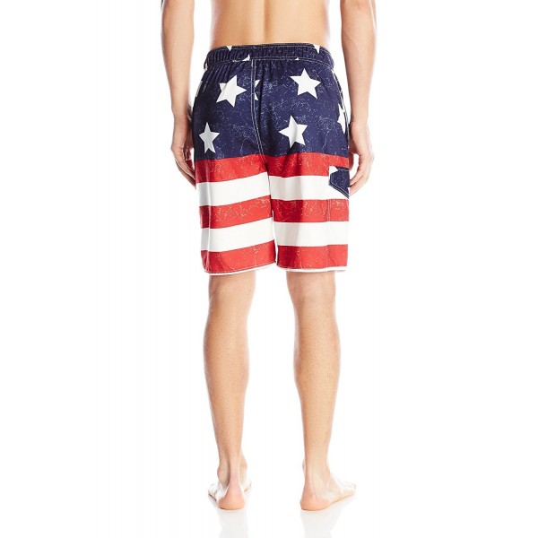 Men's American Flag Swim Trunks - Red/White/Blue - CS12C4BIJON