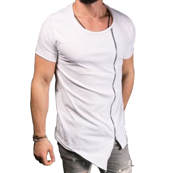 Extended Irregular T Shirt Zipper Asymmetrical