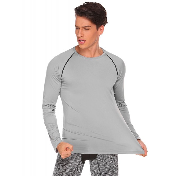 Mens Casual Long Sleeves Compression Shirt Sports Workout T-Shirt ...