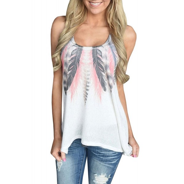 chimikeey Sleeveless Feather Printed Casual