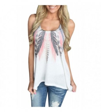 chimikeey Sleeveless Feather Printed Casual