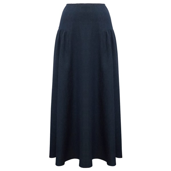 Baby'O Women's Ankle Length Denim Eyelash Skirt - Dark Blue - CT12N9RM8XL