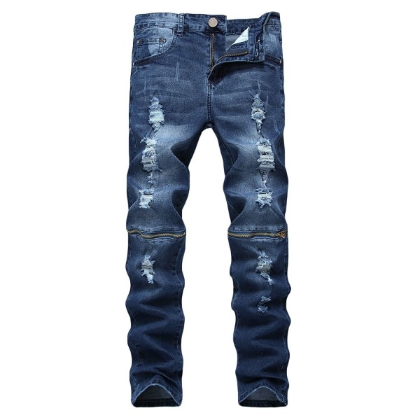 Pishon Straight Zippered Stretch Distressed