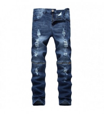 Pishon Straight Zippered Stretch Distressed