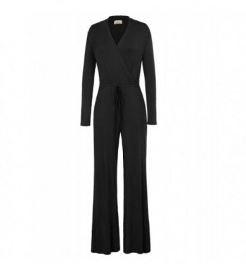 V Neck Waisted Jumpsuits Rompers Black