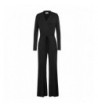 V Neck Waisted Jumpsuits Rompers Black