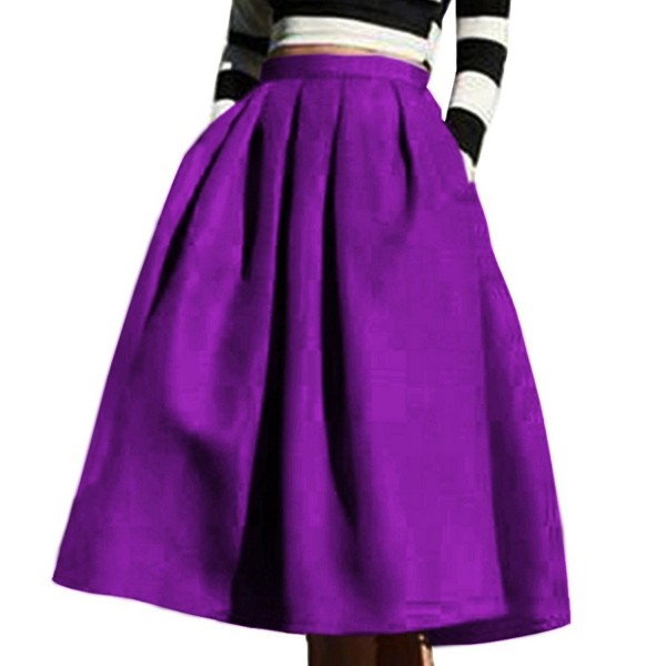 Womens Waisted Skater Pleated Purple