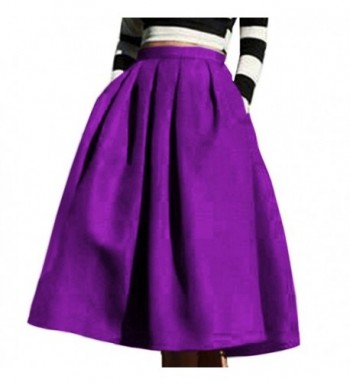 Womens Waisted Skater Pleated Purple