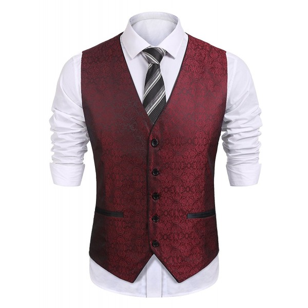 COOFANDY Paisley Embroidery Wedding Waistcoat