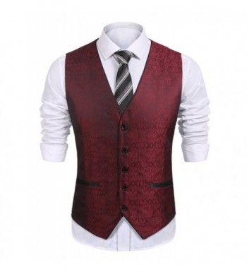 COOFANDY Paisley Embroidery Wedding Waistcoat