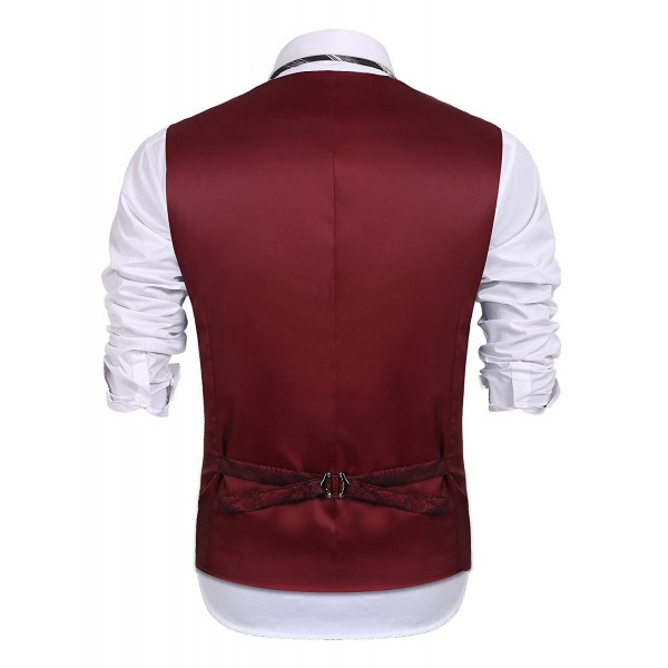 COOFANDYS Mens Paisley Embroidery Dress Tuxedo Vest Wedding Formal Waistcoat - Red - CO189SMG4RR