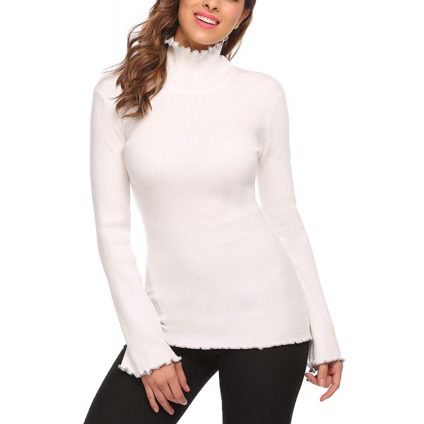 Zeagoo Turtleneck Sleeve Ruffles Sweater