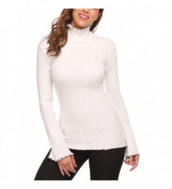 Zeagoo Turtleneck Sleeve Ruffles Sweater