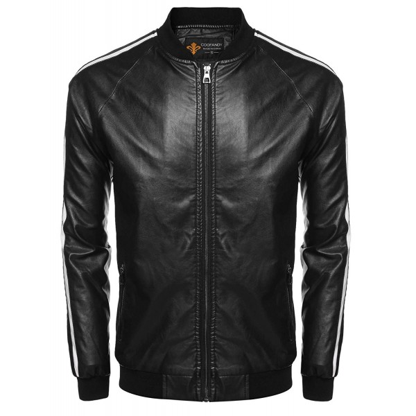 COOFANDY Leather Bomber Varsity Baseball