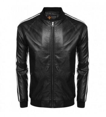 COOFANDY Leather Bomber Varsity Baseball