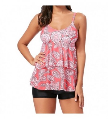 tengweng Vintage Floral Tankini Swimsuit